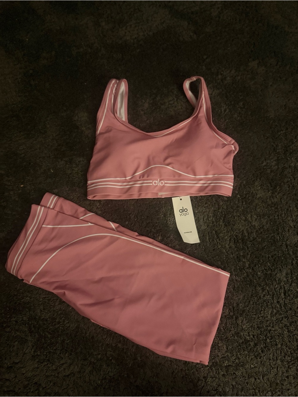 ALO Yoga Dusty Pink Seamless Sports Bra and Leggings Set